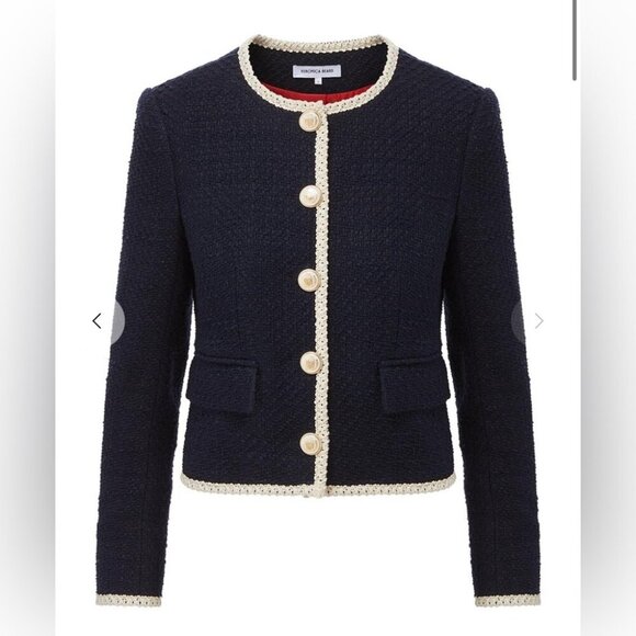 NEW Veronica Beard Mabel Collarless Tweed Jacket Blazer in Navy | size 2 - Picture 8 of 15